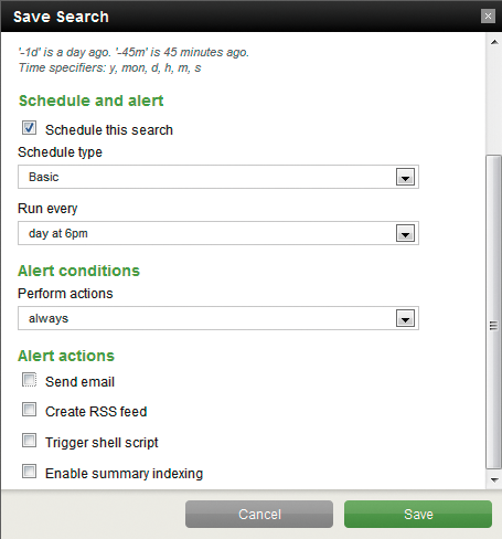 Save and schedule searches for alerting. Save and schedule searches for alerting.