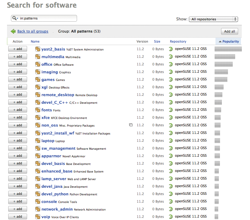 SUSE Studio software selection tool. SUSE Studio software selection tool.
