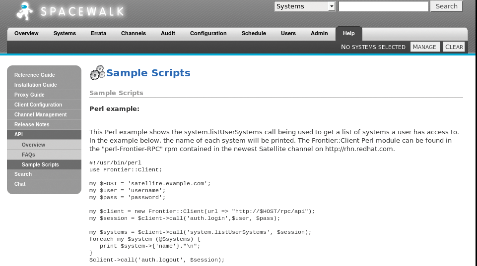 An XML-RPC interface opens up a huge selection of Spacewalk server functions via the programmable API. An XML-RPC interface opens up a huge selection of Spacewalk server functions via the programmable API.