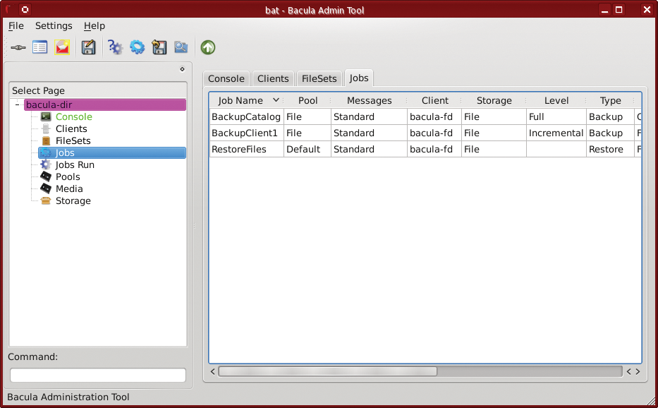 Bacula admin tool. Bacula admin tool.