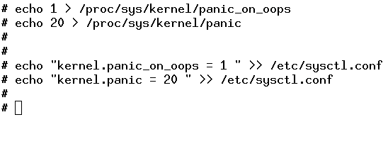 Figure 3: Automatic reboot after 20 seconds on OCFS2 cluster errors. Figure 3: Automatic reboot after 20 seconds on OCFS2 cluster errors.