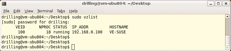 The vzlist command outputs a list of active VEs. The vzlist command outputs a list of active VEs.