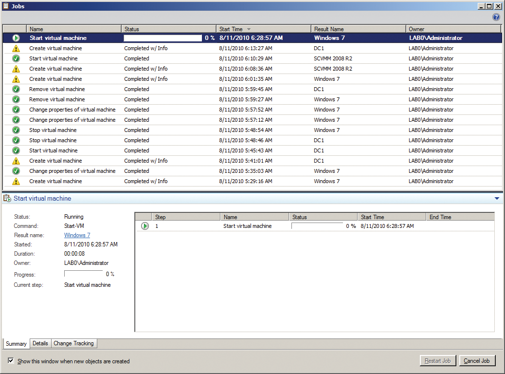 The Job queue shows modified and outstanding jobs. The Job queue shows modified and outstanding jobs.