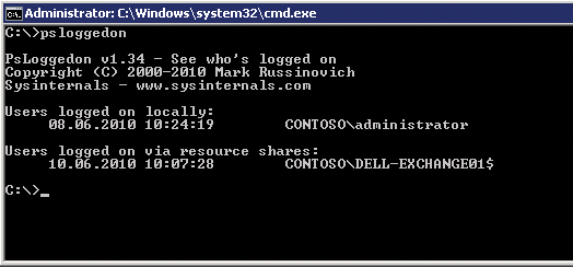 Listing logged in users with PsLoggedOn. Listing logged in users with PsLoggedOn.