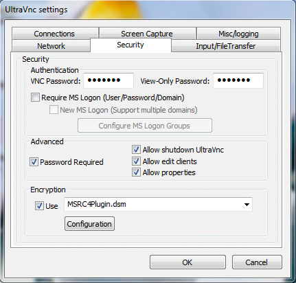 A DSM plugin optionally enables encrypted authentication with up to 128 bits. A DSM plugin optionally enables encrypted authentication with up to 128 bits.