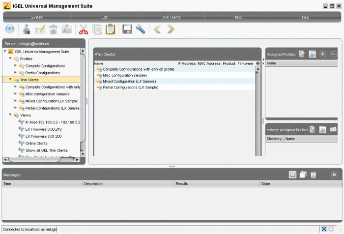 Igel UMS console window. Igel UMS console window.