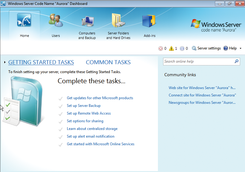 SBS 2011 Essentials management interface. SBS 2011 Essentials management interface.