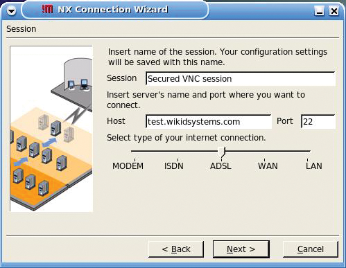Starting the NX client. Starting the NX client.