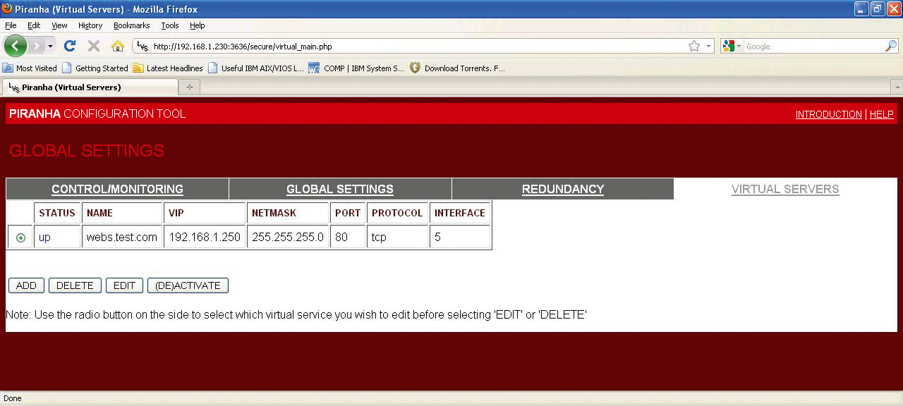 Up status of virtual servers. Up status of virtual servers.