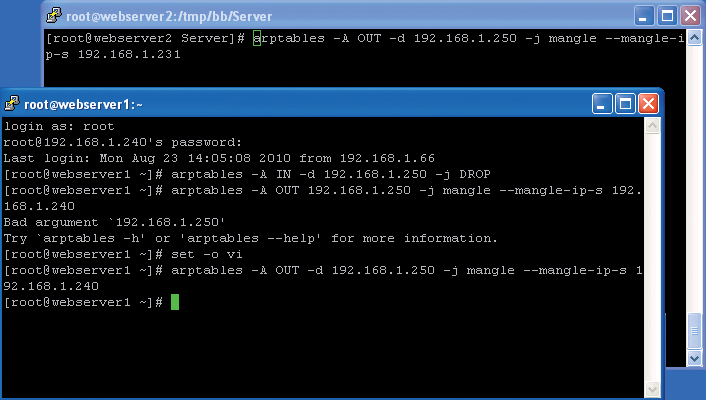 Configuring arptables. Configuring arptables.