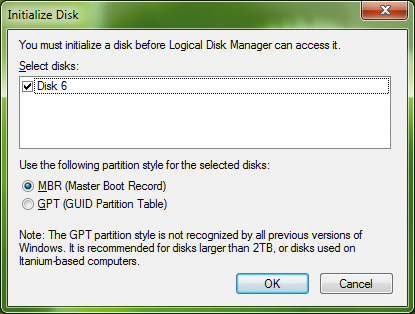 Before the Windows 7 LDM can access the VHD disk, you need to initialize the disk. Before the Windows 7 LDM can access the VHD disk, you need to initialize the disk.