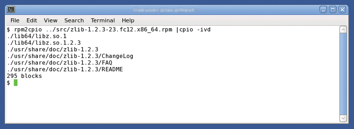 RPM packages can be extracted easily using the rpm2cpio and cpio commands. RPM packages can be extracted easily using the rpm2cpio and cpio commands.