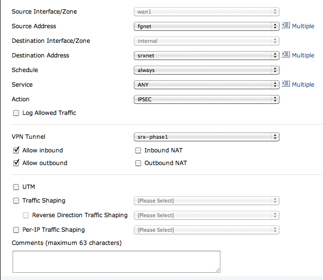 Defining rules for Fortigate. Defining rules for Fortigate.