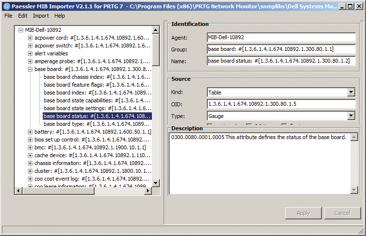 New SNMP libraries can be imported using the MIB Importer. New SNMP libraries can be imported using the MIB Importer.