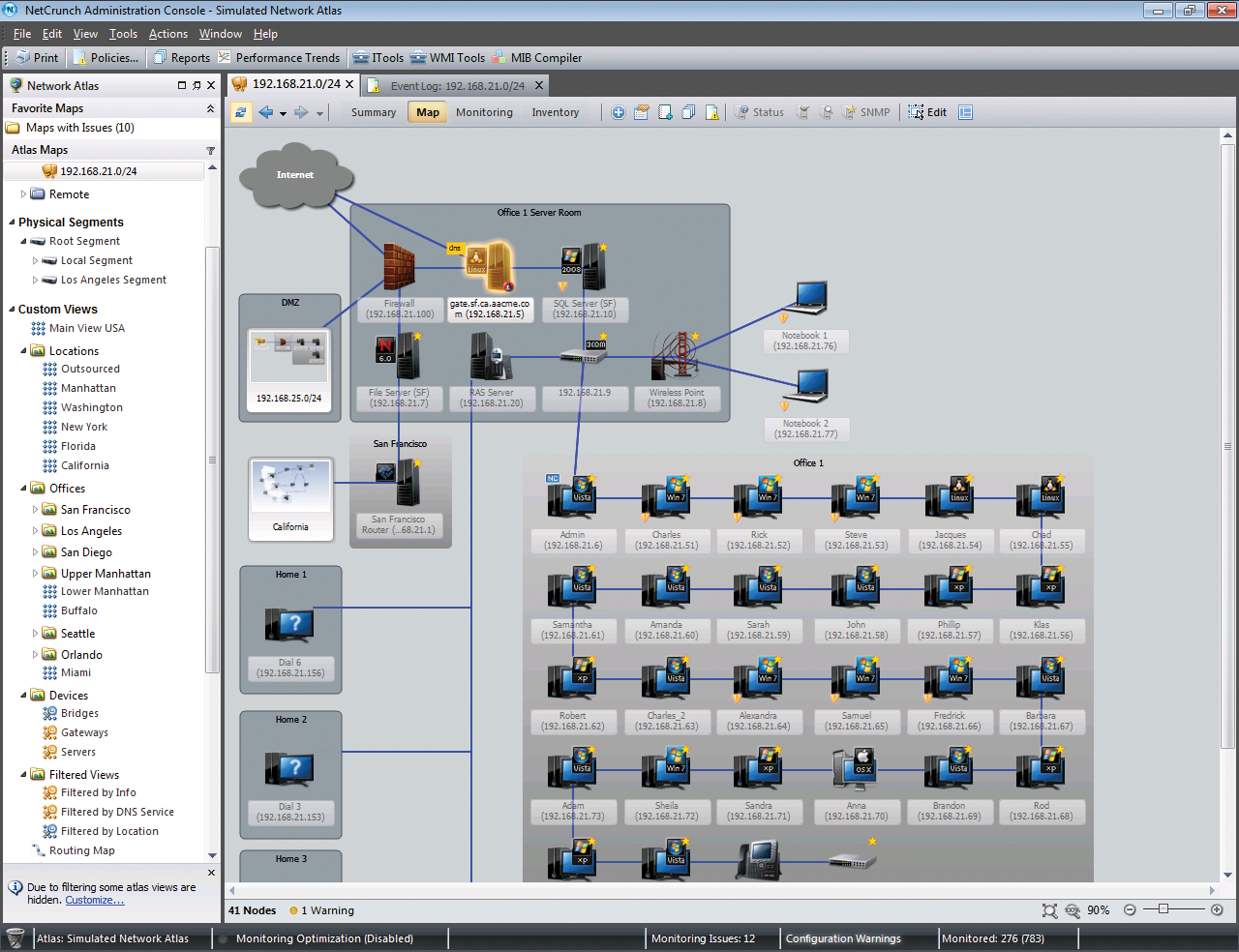 NetCrunch gives you full control via the administrative console for Windows. NetCrunch gives you full control via the administrative console for Windows.