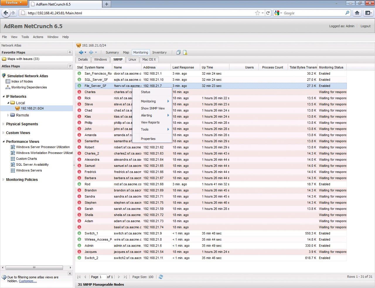 Most NetCrunch functions are also available in the web interface. Most NetCrunch functions are also available in the web interface.