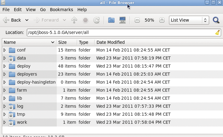 Each JBoss configuration directory contains a number of subdirectories that let you modify the server behavior. Each JBoss configuration directory contains a number of subdirectories that let you modify the server behavior.