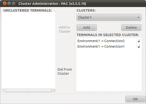 Adding the servers Marvin and Magrathea to a cluster. After this, they will always execute the same commands at the same time. Adding the servers Marvin and Magrathea to a cluster. After this, they will always execute the same commands at the same time.