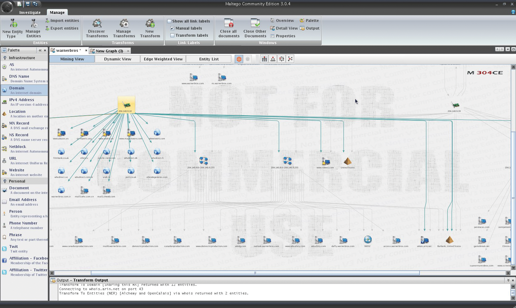 Displaying information in Maltego. Displaying information in Maltego.