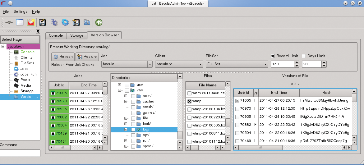 You can use the Bat version browser to view files stored in a virtual filesystem tree. You can use the Bat version browser to view files stored in a virtual filesystem tree.