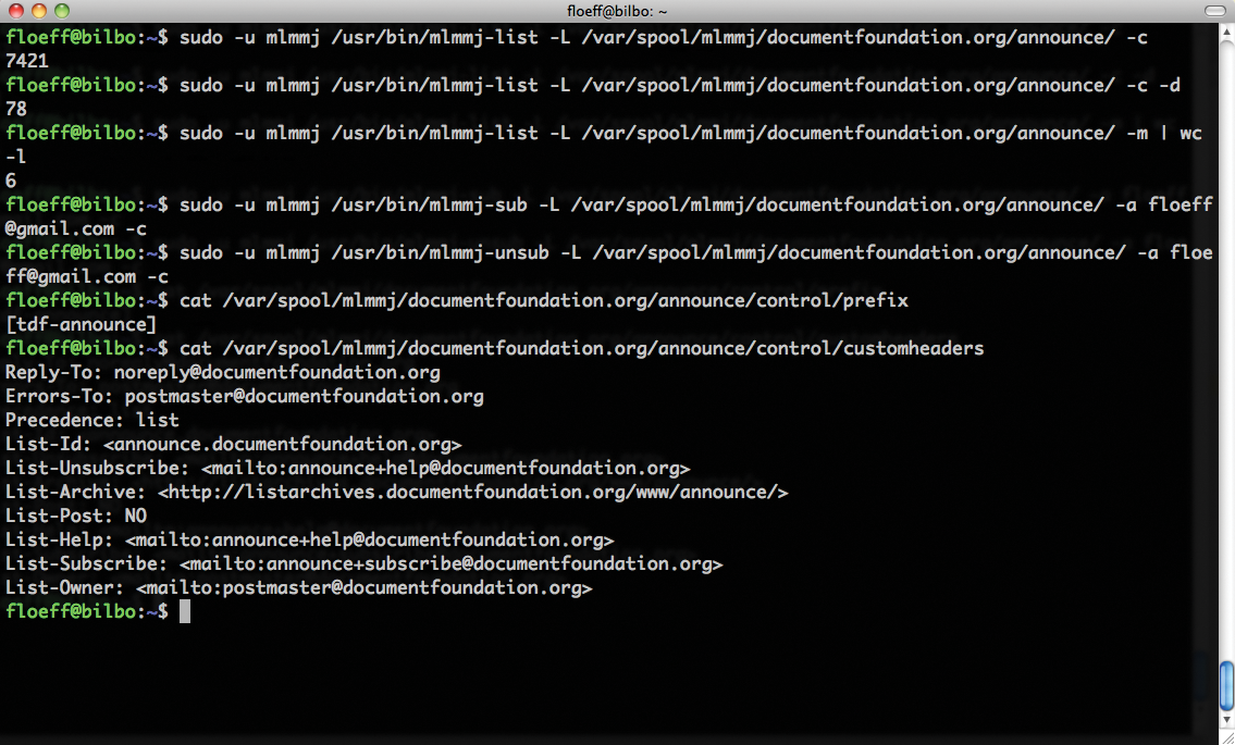 Mailing list management in Mlmmj relies on special commands and configuration files. Mailing list management in Mlmmj relies on special commands and configuration files.