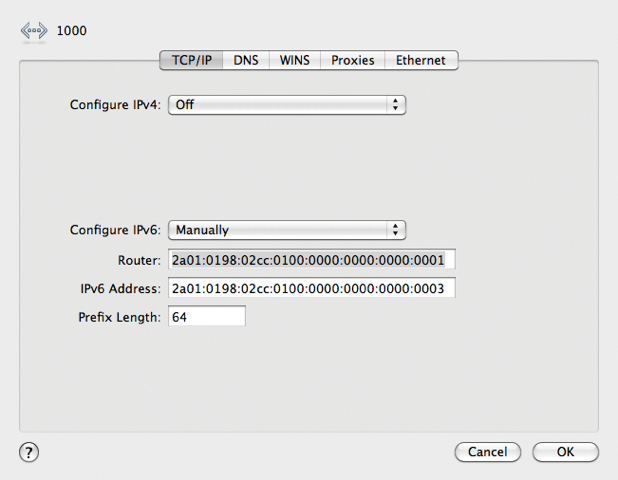 If necessary, you can enter IPv6 name servers manually in Mac OS X. If necessary, you can enter IPv6 name servers manually in Mac OS X.