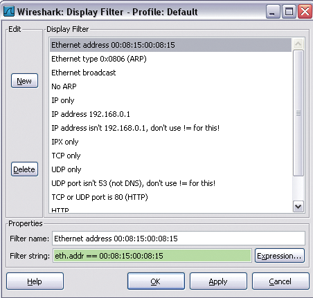 Wireshark includes a number of predefined display filters and supports interactive creation of display filters thanks to its filter toolbar. Wireshark includes a number of predefined display filters and supports interactive creation of display filters thanks to its filter toolbar.