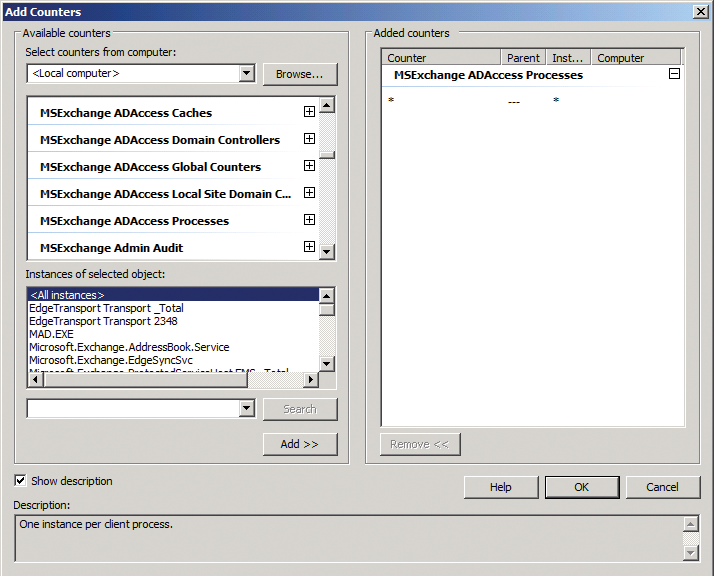 Adding new performance counters for Windows performance monitoring on Exchange servers. Adding new performance counters for Windows performance monitoring on Exchange servers.