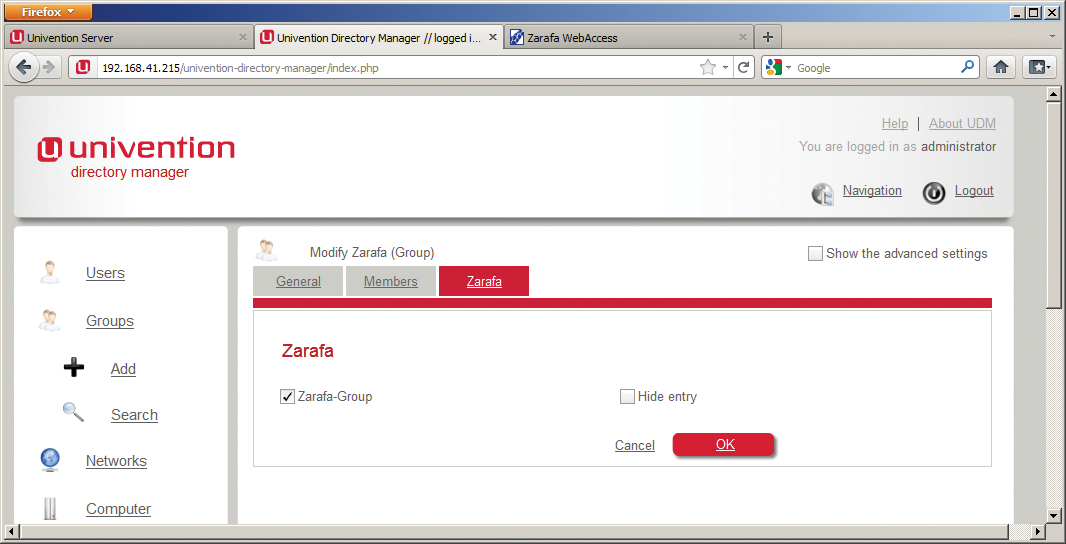 Group management is also neatly integrated into the directory manager. Group management is also neatly integrated into the directory manager.