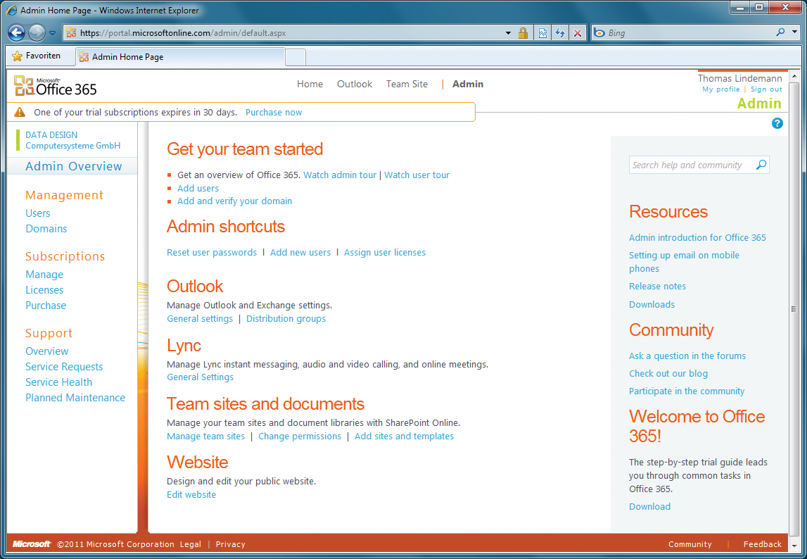 First steps with the web-based management interface of Office 365. First steps with the web-based management interface of Office 365.