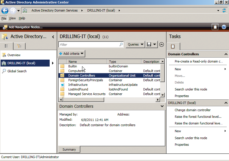 The new Active Directory Management Center offers a hierarchical view and a flat list view of the directory tree. The new Active Directory Management Center offers a hierarchical view and a flat list view of the directory tree.