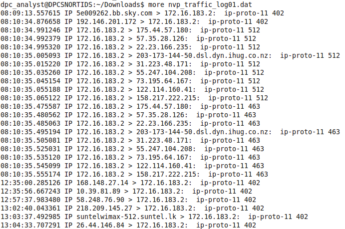 IP addresses communicating via NVP. Next, I'll show you another snort dump file from a compromised Windows box that was communicating with an IRC server. IP addresses communicating via NVP. Next, I'll show you another snort dump file from a compromised Windows box that was communicating with an IRC server.