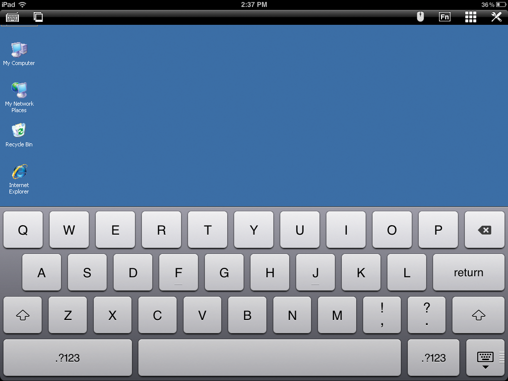 Connected via the iRemoteDesktop Free app to a Windows Server. Connected via the iRemoteDesktop Free app to a Windows Server.