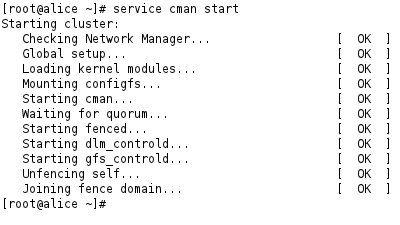 The service cman start command launches Cman, which then launches Pacemaker as the cluster manager proper. The service cman start command launches Cman, which then launches Pacemaker as the cluster manager proper.