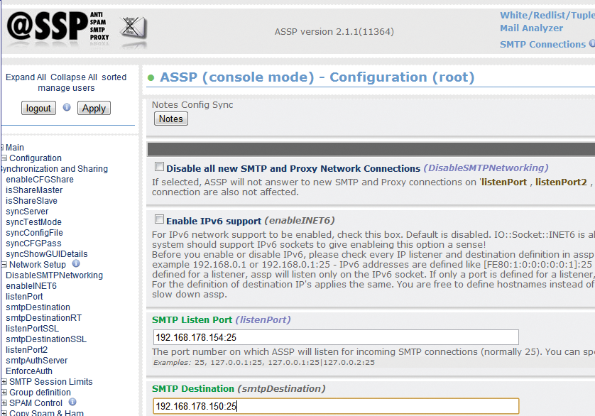 Saving the port and IP address for incoming email traffic. Saving the port and IP address for incoming email traffic.