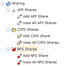 Creating shares via AFP, CIFS (Samba), or NFS. Creating shares via AFP, CIFS (Samba), or NFS.