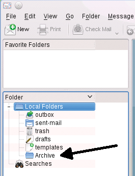 Archive folder in the email client. Archive folder in the email client.