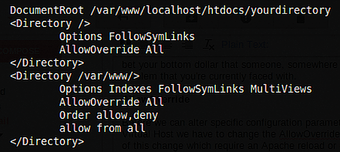AllowOverride is set to "All" in this example. AllowOverride is set to "All" in this example.