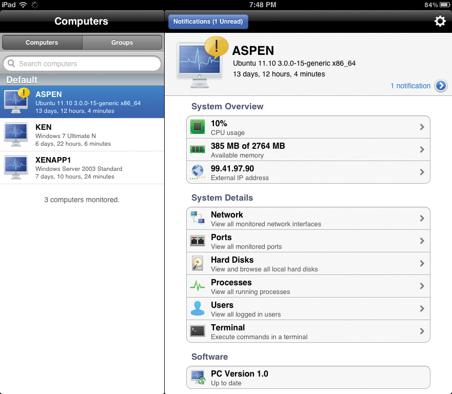 Viewing the details of a Linux system (page 1 of 2). Viewing the details of a Linux system (page 1 of 2).