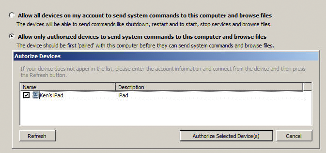 Authorizing a device allowed to manage an agent. Authorizing a device allowed to manage an agent.