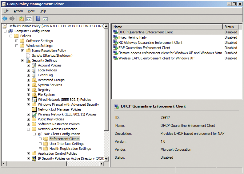 Configuring the NAP client via the Group Policy. Configuring the NAP client via the Group Policy.