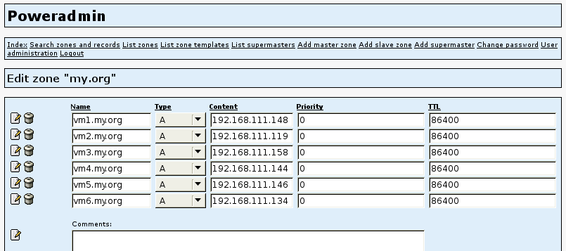 Quick and dirty updates with PowerDNS: The graphical front end, Poweradmin, shows the results. Quick and dirty updates with PowerDNS: The graphical front end, Poweradmin, shows the results.