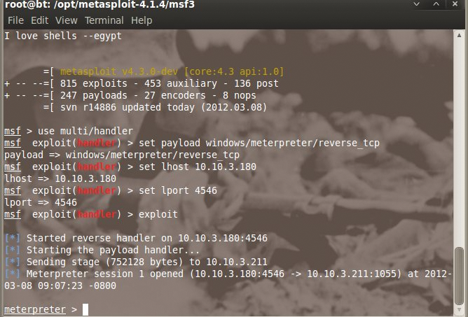 Launching a meterpreter shell using the duplicate script. Launching a meterpreter shell using the duplicate script.