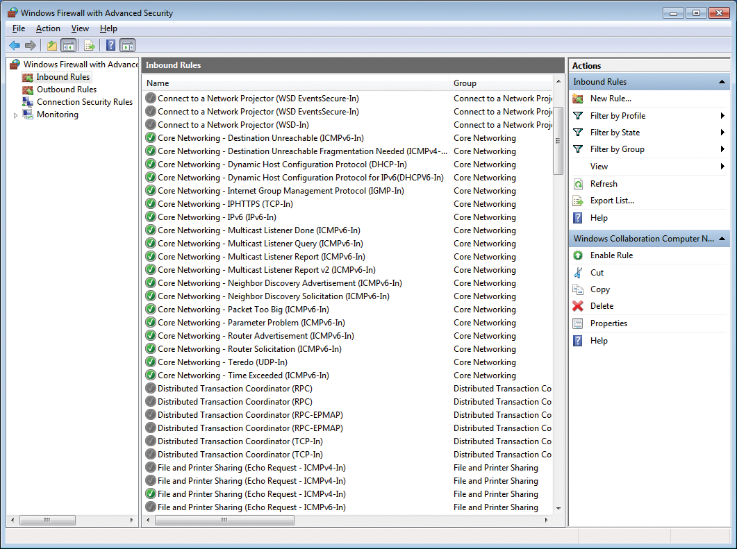 The graphical administration snap-in for the new Windows Firewall. The graphical administration snap-in for the new Windows Firewall.