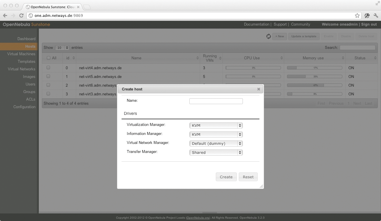 Creating a host. Creating a host.