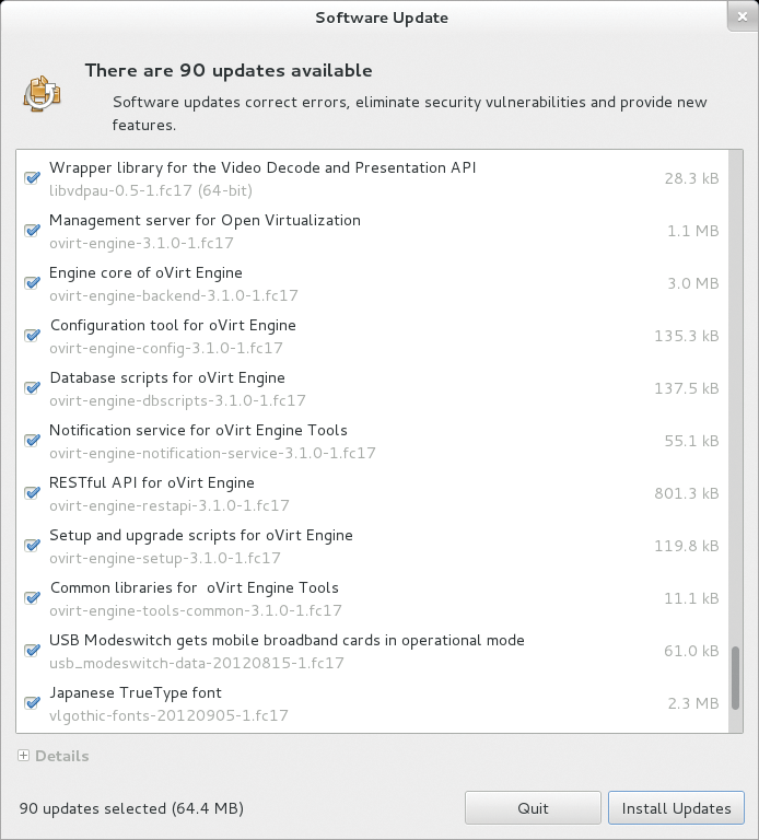 Although oVirt 3.1 is available as an update, you still need to remove oVirt 3.0 manually if you have it installed. Although oVirt 3.1 is available as an update, you still need to remove oVirt 3.0 manually if you have it installed.