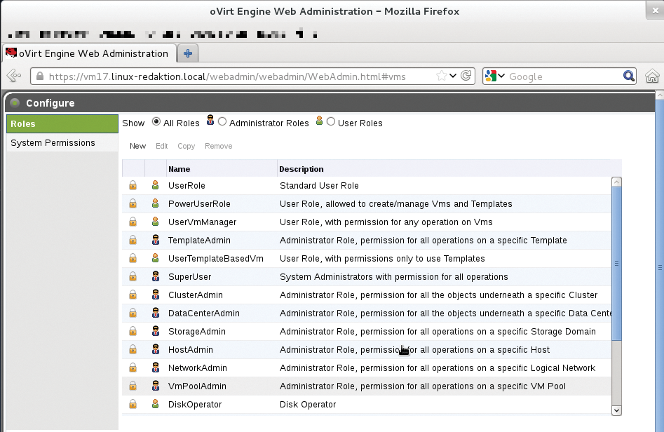 oVirt has a sophisticated roles and authorizations model. oVirt has a sophisticated roles and authorizations model.