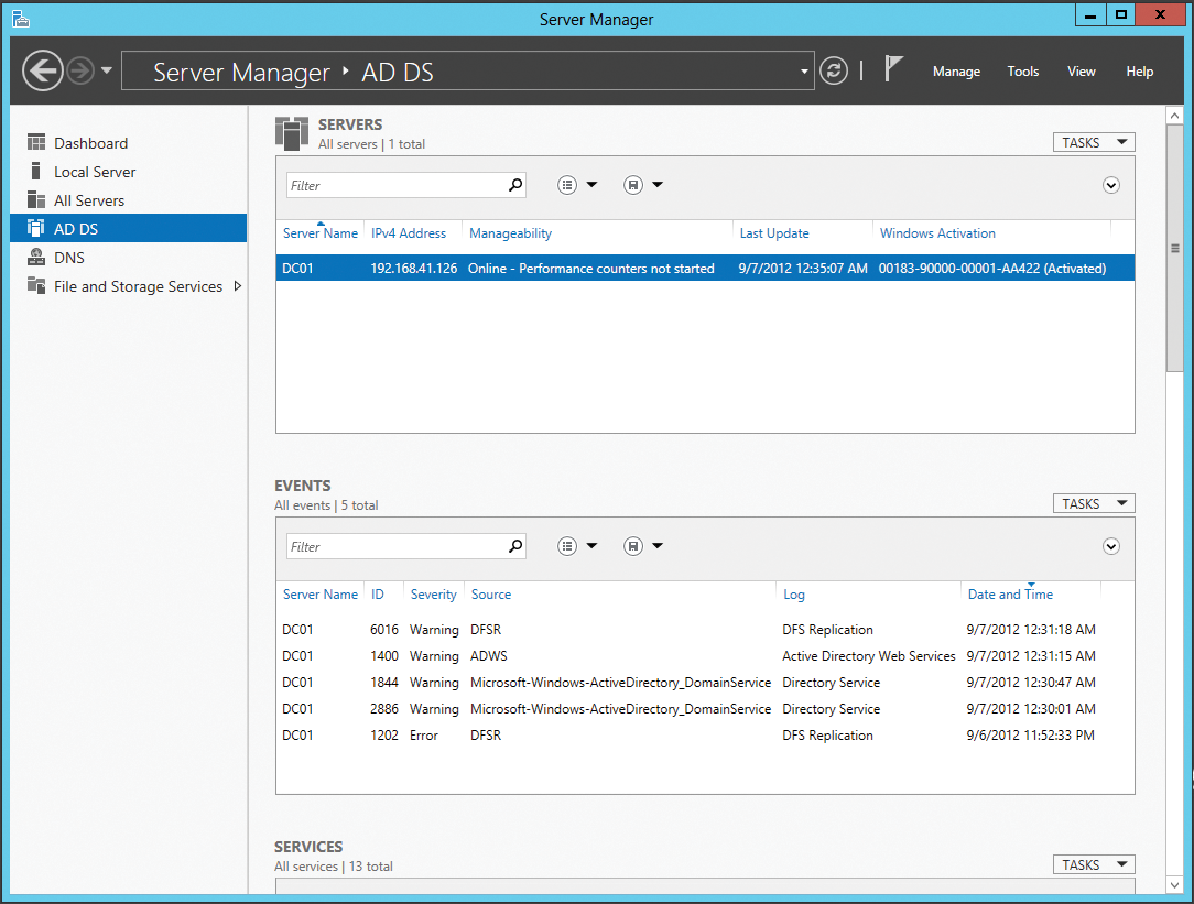 In the Server Manager, Windows Server 2012 organizes domain controllers in a group of their own. In the Server Manager, Windows Server 2012 organizes domain controllers in a group of their own.
