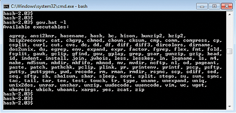 Gow makes it possible to use these Unix tools and commands. Gow makes it possible to use these Unix tools and commands.