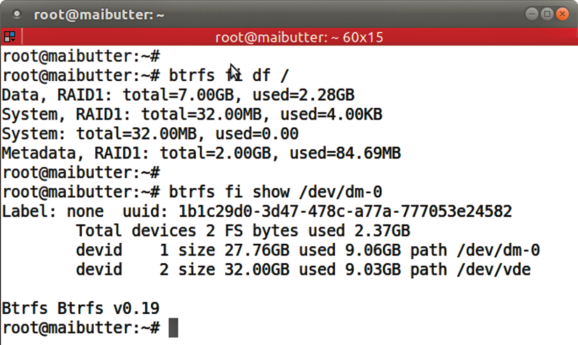 Another rebalance, this time only of the metadata, recovers 7GB of 9GB for general use – per block device. Another rebalance, this time only of the metadata, recovers 7GB of 9GB for general use – per block device.